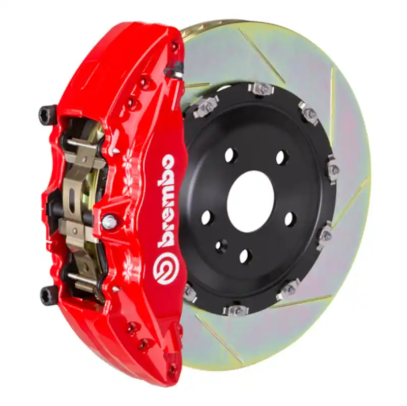 Brembo 08-10 Challenger w/V8 (Excl AWD/SRT-8) Fr GT BBK 6Pis Cast 380x34 2pc Rtr Slot Type1-Red Fast Shipping
