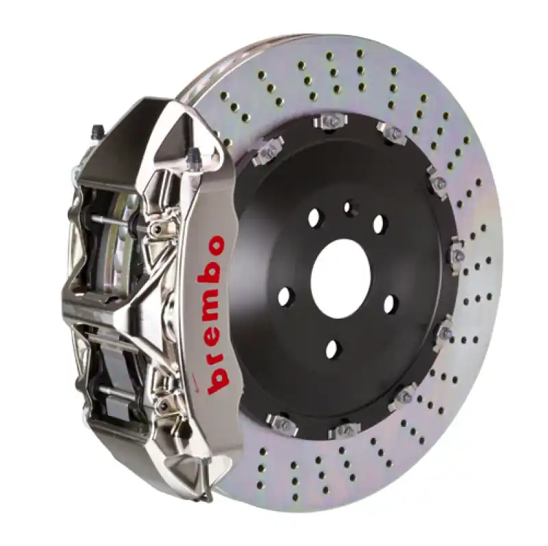 Authentic Brembo 11-18 Cayenne Front GTR BBK 6 Piston Billet 405x34 2pc Rotor Drilled- Nickel