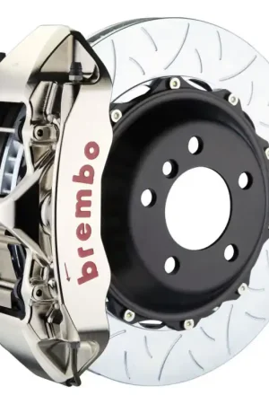 In Demand Brembo 03-06 G35 Sedan/03-08 350Z Front GTR BBK 6Pist Billet 355x32 2pc Rotor Slotted Type3- Nickel