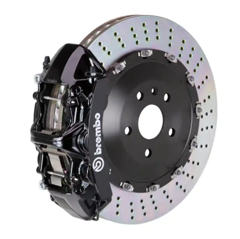 Affordable Brembo 15-19 Macan Turbo Front GT BBK 6 Piston Cast 405x34 2pc Rotor Drilled-Black