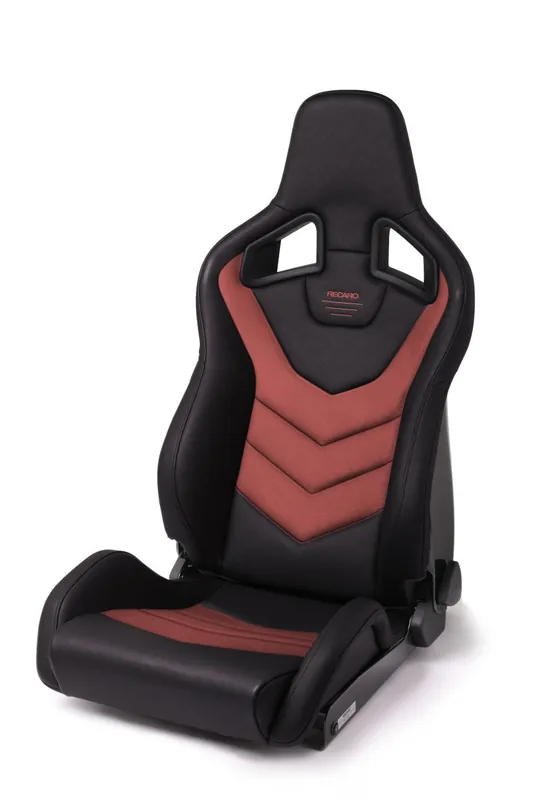 Recaro Sportster GT Passenger Seat - Black Vinyl/Red Suede Crafted
