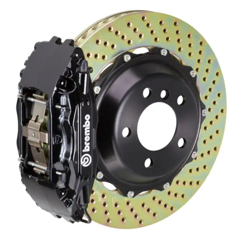 Free Delivery Brembo 00-02 S4/06-08 A4 Front GT BBK 4 Piston Cast 2pc 332x32 2pc Rotor Drilled-Black