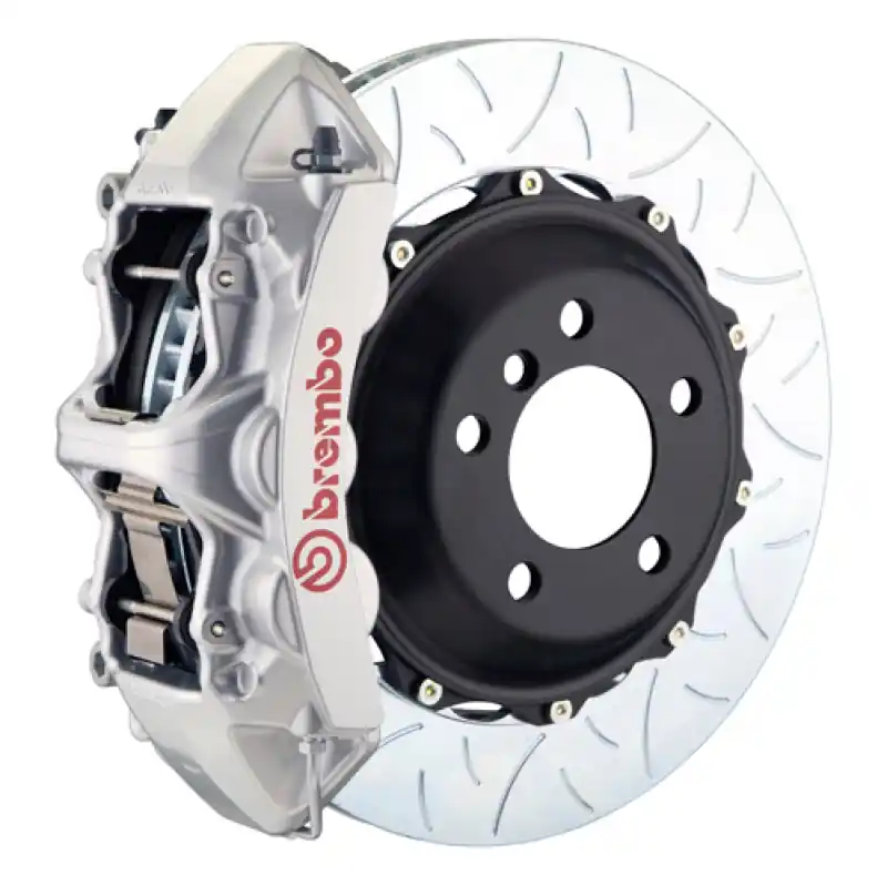 Holiday Sale Brembo 05-09 F430 Challenge Rear GT BBK 6 Piston Cast 380x32 2pc Rotor Slotted Type-3-Silver