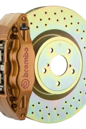 Brembo 15-21 WRX (VA) Front GT BBK 4 Piston Cast 2pc 326 x30 1pc Rotor Drilled - Gold Special Offer
