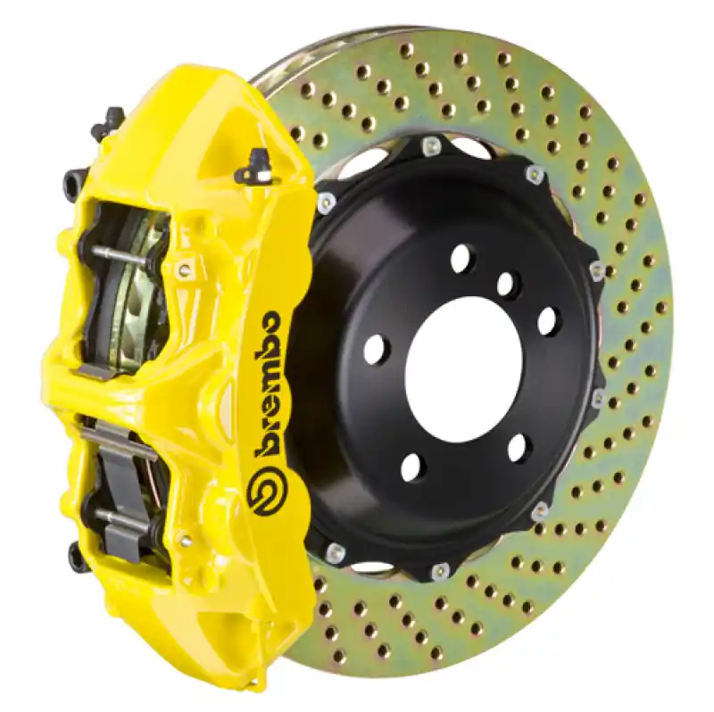 Brembo 08-16 R8 4.2/5.2 (CC Brake Eqpt) Rr GT BBK 6Pis Cast 380x32 2pc Rotor Drilled-Yellow Limited Time