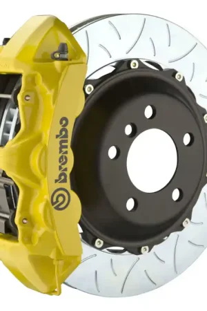 Wholesale Brembo 05-14 Mustang GT Excl non-ABS Equipped Fr GT BBK 6Pist Cast 380x32 2pc Rtr Slot Type3-Yellow