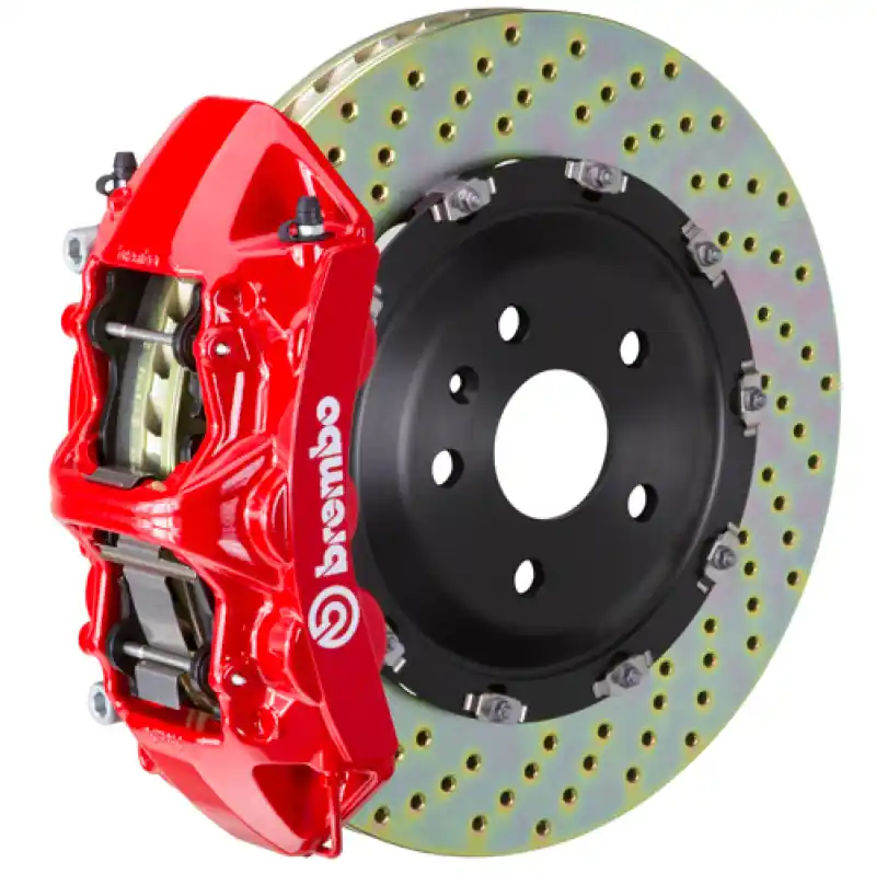 Brembo 05-13 Corvette Front GT BBK 6 Piston Cast 365x34 2pc Rotor Drilled-Red Popular