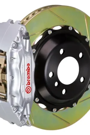 Limited Offer Brembo 95-01 7-Series (E38) Front GT BBK 4 Piston Cast 2pc 355x32 2pc Rotor Slotted Type-1-Silver